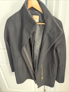 J. Crew Women’s Black Wool Zip-Front Coat